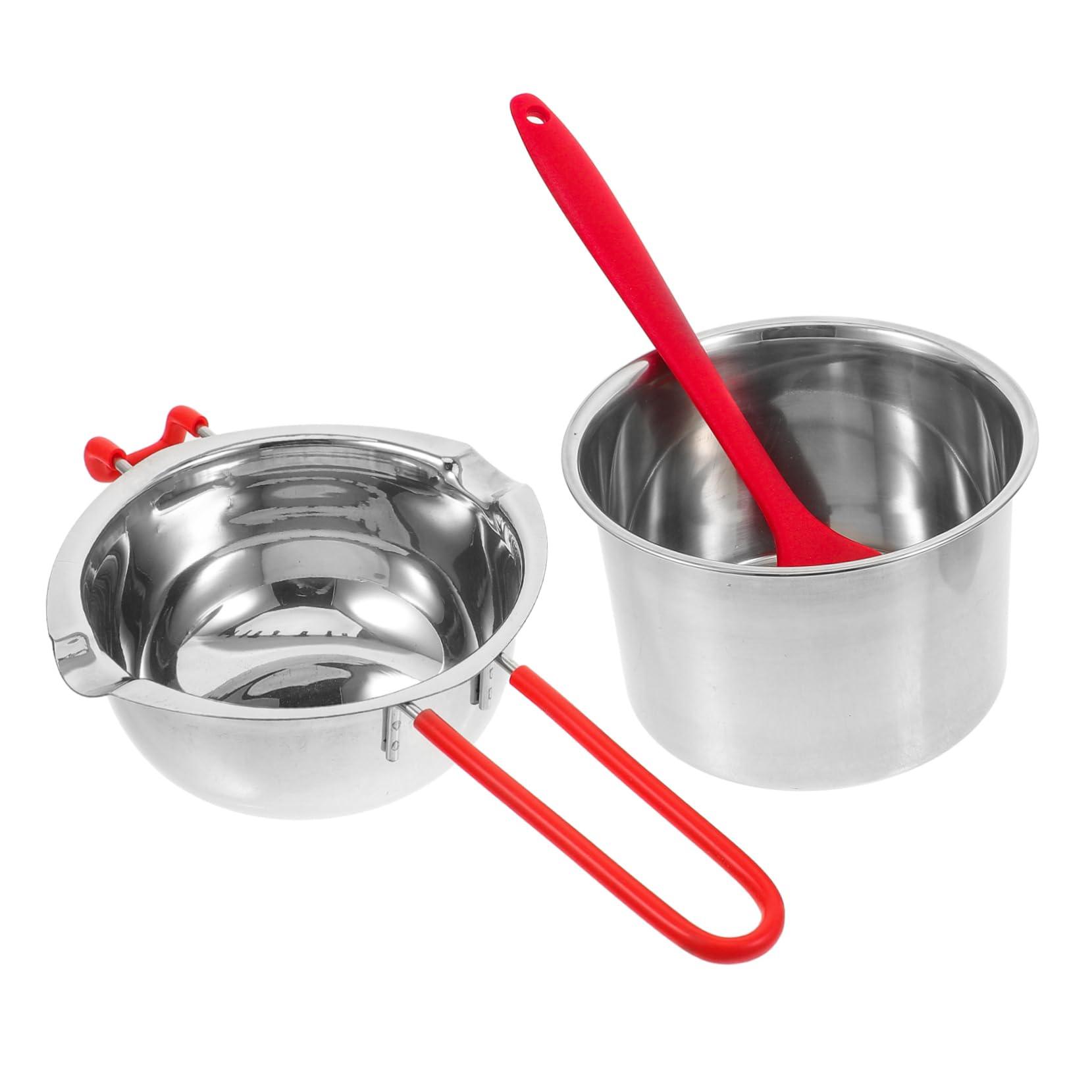 OKUMEYR 1set Stainless Steel Melting Pot Double Boiler for Melting Chocolate Candy Wax and Soap Ergonomic Long Handle Easy to Clean Space-saving Design