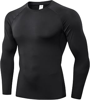 SPVISE Men's Long Sleeve Compression Shirt - Cool Dry Gym Workout Running Baselayer T-Shirt, 1/3 Pack