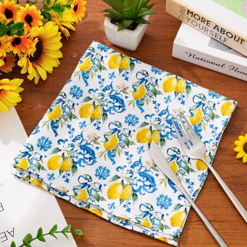 Serviettes réutilisables bleu citron de qualité supérieure 45cm - 4