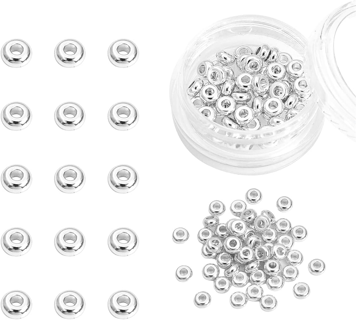 Silver Plated Roudelle Spacer Beads 4x1.8mm 50pcs for Jewelry Making Findings Non Tarnish - Image 7