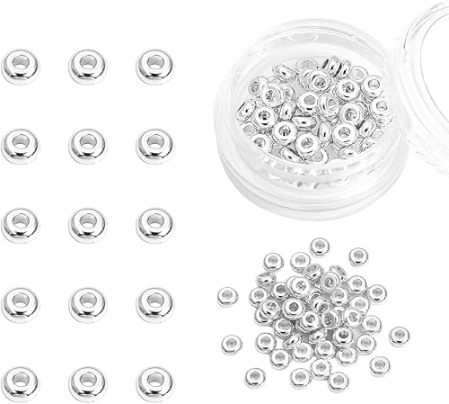 Miniatura 7 de Cuentas espaciadoras de Roudelle chapadas en plata de 0.157x0.071 in 50pcs para la fabricación de joyas hallazgos no se deslustran