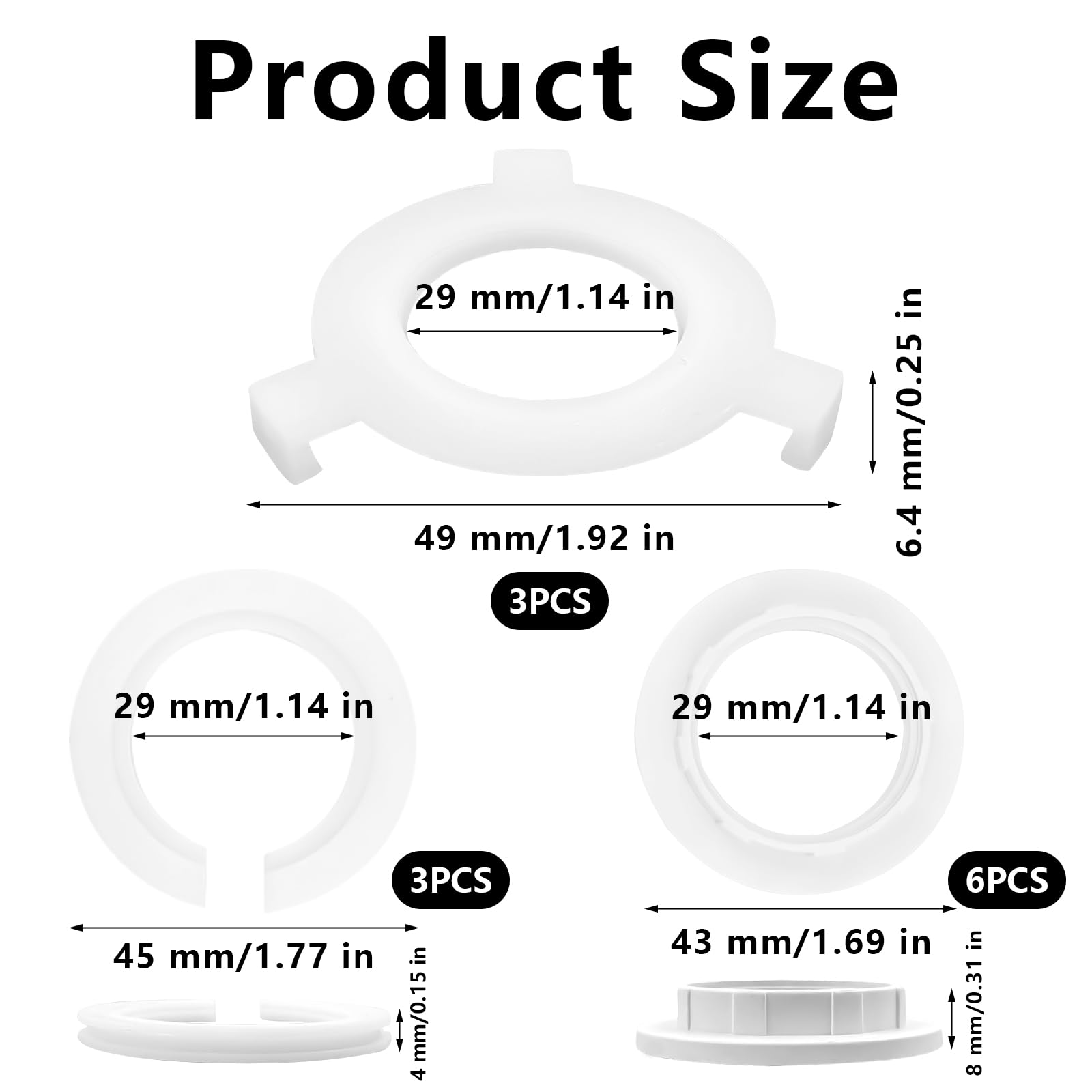 Pierścień redukujący klosz E14 / pierścień śrubowy klosza 29 mm + 6 sztuk pierścieni redukcyjnych E14 do E27 do lamp stołowych, lamp sufitowych (12 sztuk)
