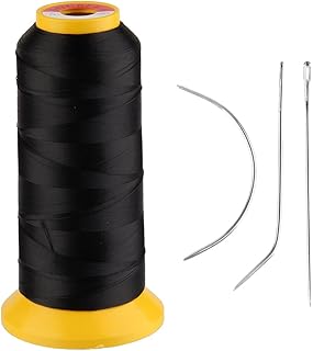 Set da Cucito Ago e Filo nero per Fasci di Tessuto Capelli, Extension Capelli, Parrucca fai da te Tessitura