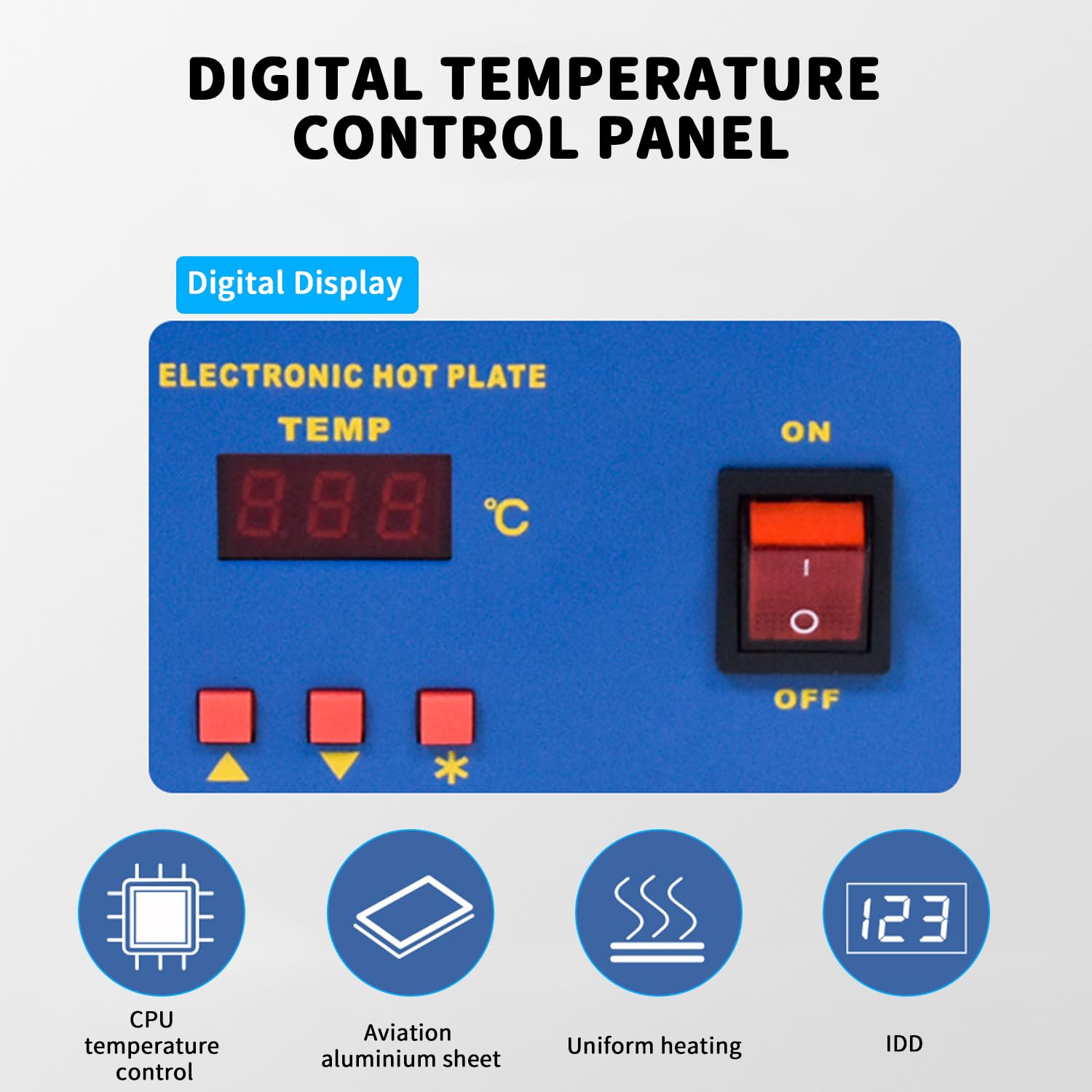 Vorwärmer Preheating Station Wechselstrom 800W 50-350 ° C LED Mikrocomputer Elektrische Heizplatte PCB Ofen für Lötstation Schweißer, 200 * 200mm(220V), für den Austausch des Telefonbildschirms