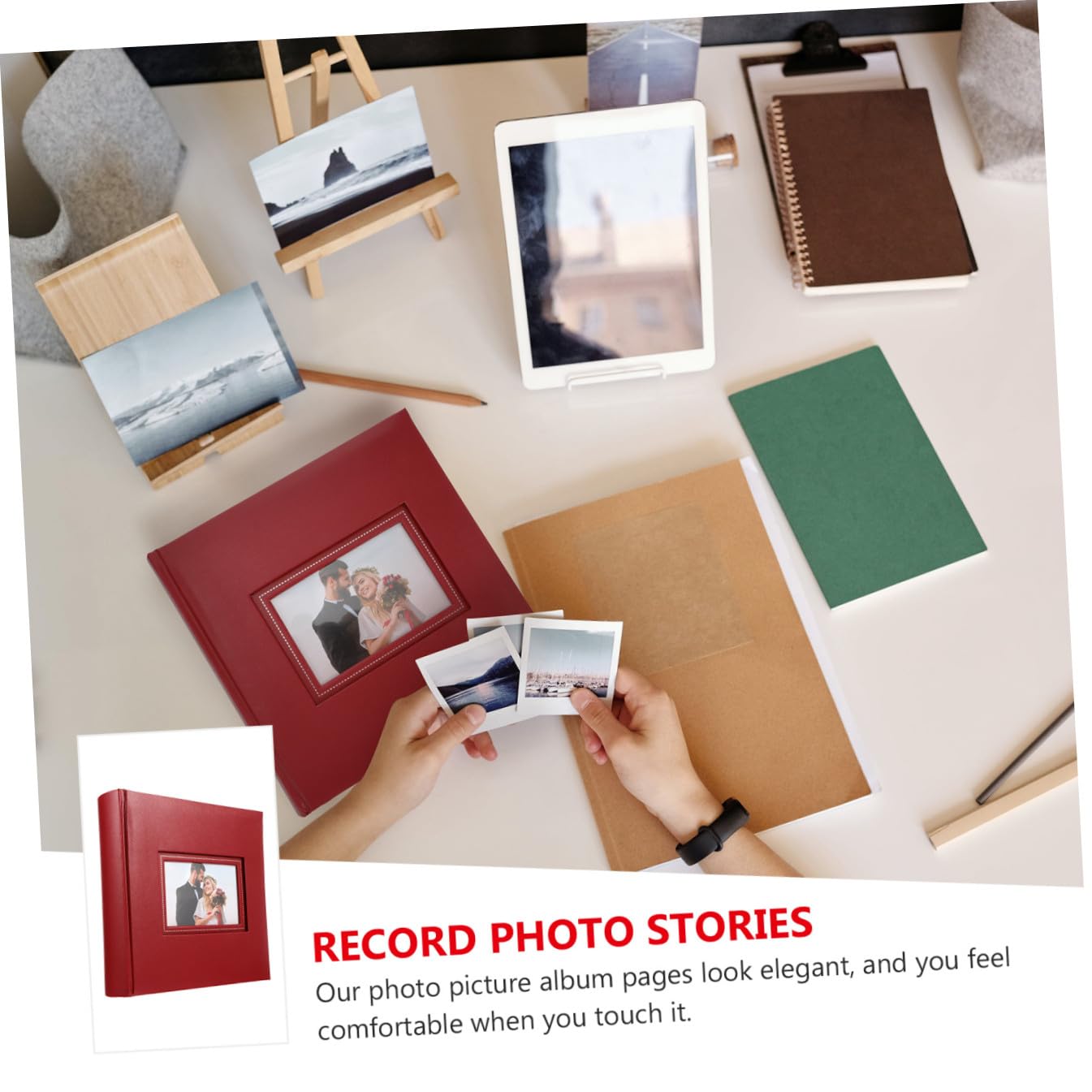 Álbum de Bolsillos Rojo 200 Fundas, Pp y Papel para Fotos | Diseño Elegante, Formato de Inserción, Adecuado para Bodas y Ocasiones Obsequios
