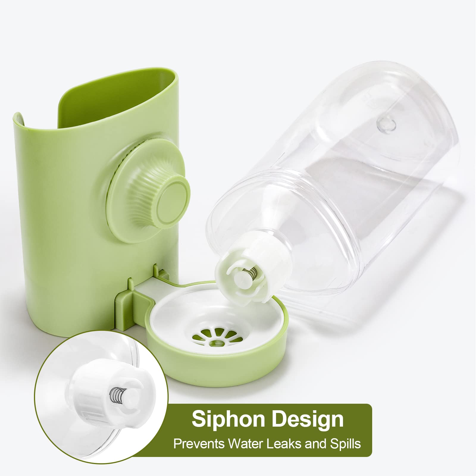 Taekooki Borraccia Per Conigli E Piccoli Animali - Dispenser Acqua 600ml Da Gabbia, Sospeso, Verde - Foto 3