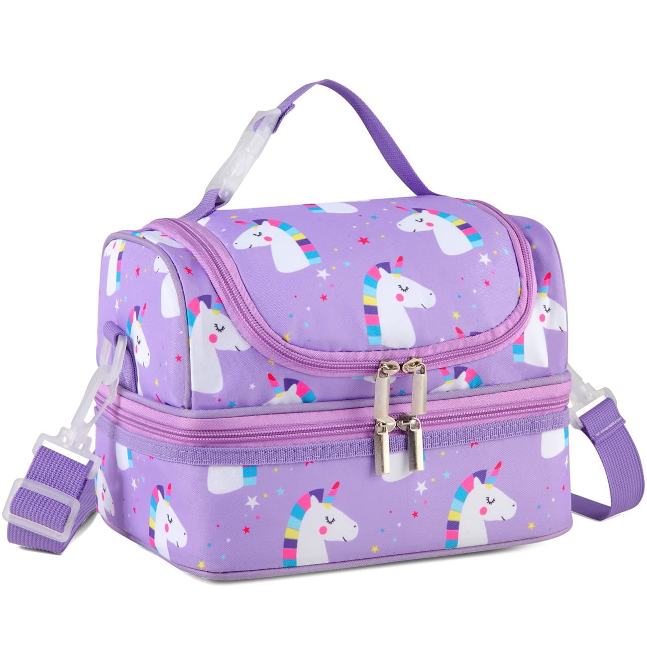 VASCHY Bolsa Térmica Porta Alimentos Infantil, Bolsa Almuerzo Niños Niñas 6.7 L de 2 Compartimentos, Isotérmica 3-4h (5-6h con Hielo) para Escuela Guardería Picnic