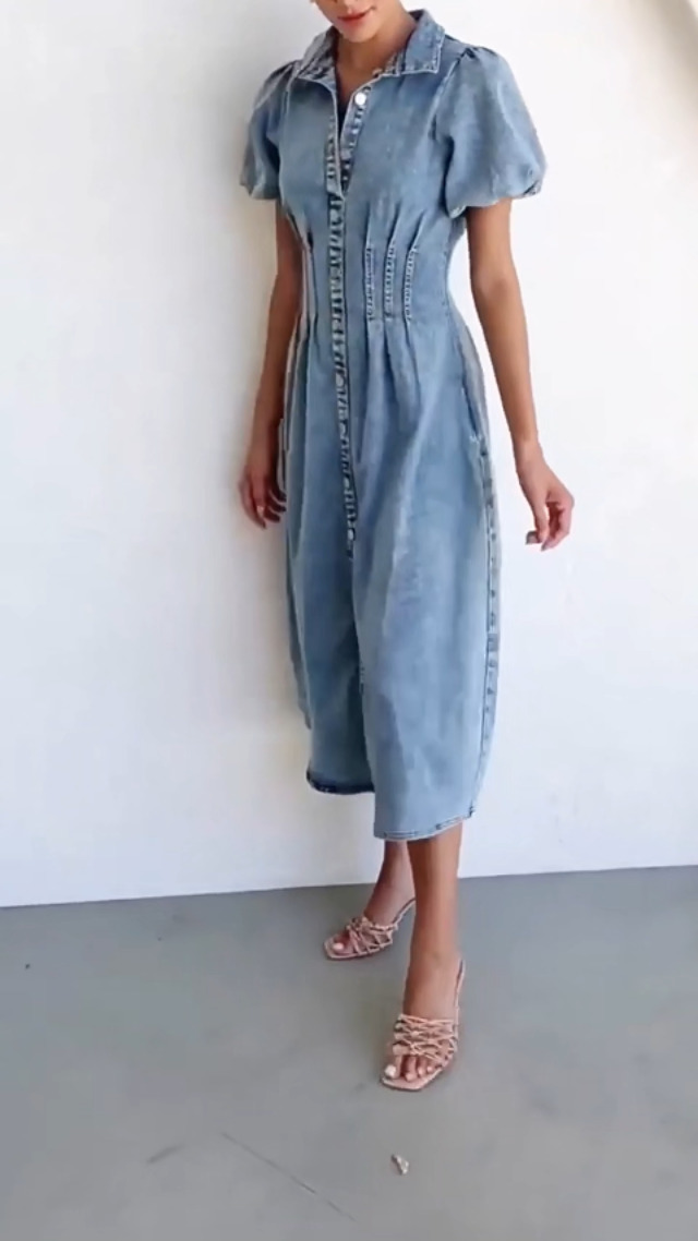 utcoco denim dress UTCOCO Women's Summer V Neck Long Denim Dress Casual Loose Ruffle Sleeveless Dress Minimalist V neck Womenswear sundress, Basic, Casual Wear, Casual Boho Bohemian, Women's Clothes