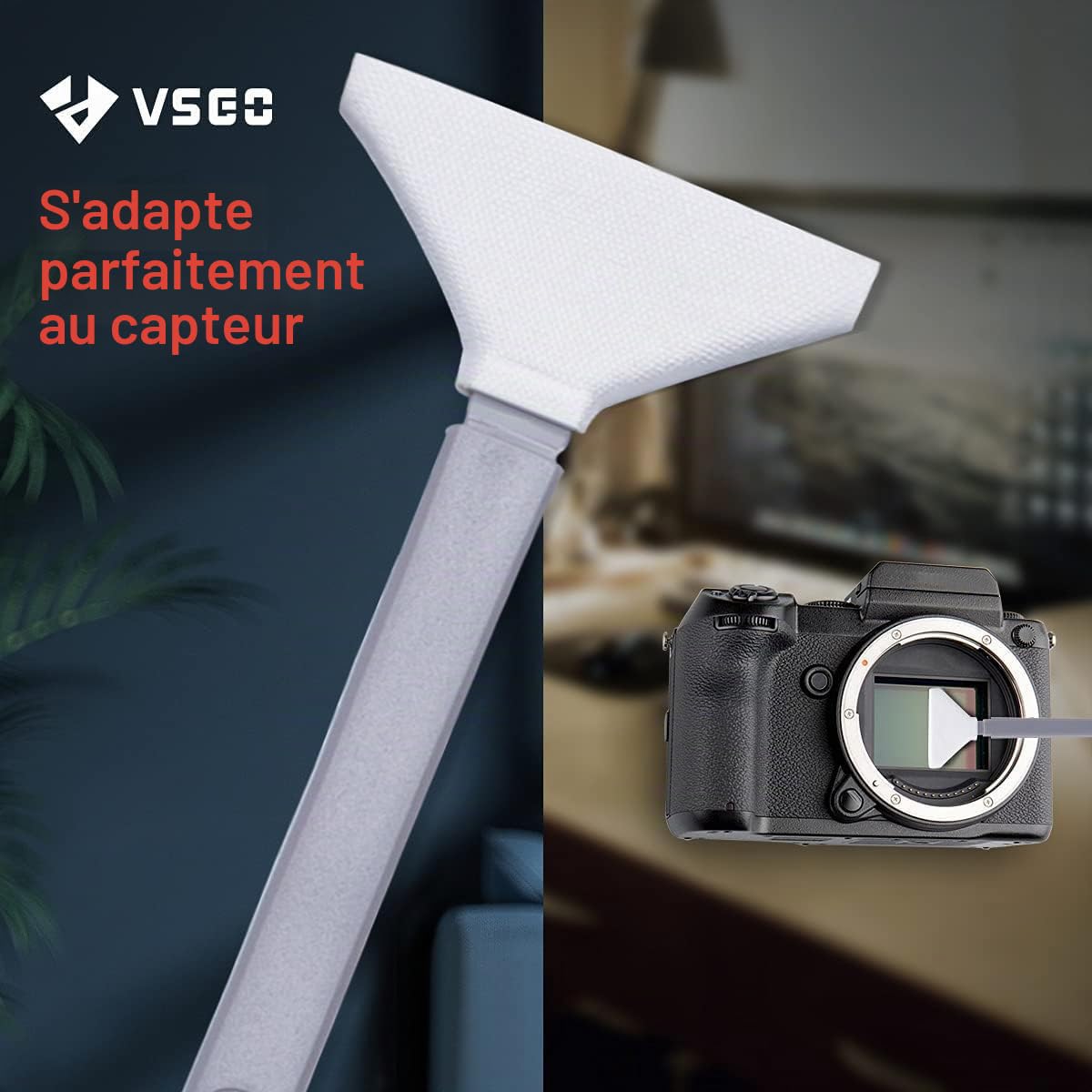 VSGO VS-S04E Kit de nettoyage de capteur d'appareil photo sans miroir pour appareils photo de format moyen, 12 tampons CMOS 34 mm et 10 ml de nettoyant inclus