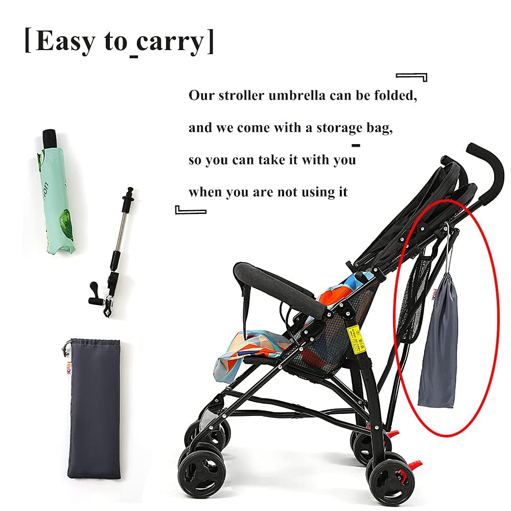 Nakazawa Universal Baby Kinderwagen Sonnenschutz Sonnenschirm mit Regenschirm-Clip Befestigungsvorrichtung, UPF 90+ UV-Schutz Kinderwagen Sonnenschirm (Silber)