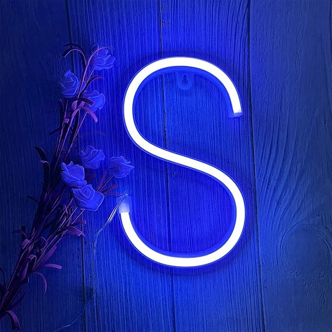 Letter Neon Lights - Personalized USB Light Signs for Wall Decor Bedroom Home Office - Switch Controlled LED Word/Name Signs Unique Gift Idea & Party Hanging String Lights（Letters S) — image 1