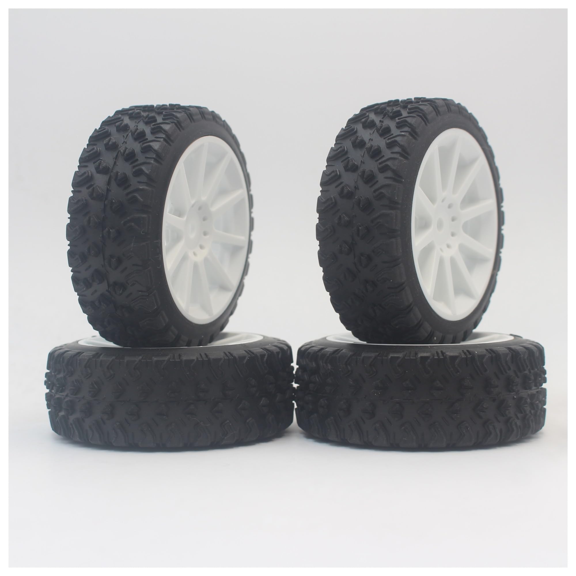 Rc Tire Jante pour 1:10 pour Rallye pour Touring 1/16 pour Buggy 4 Pièces pour 1/10 pour Pneus for Rallye Pneu Jante W10S1 (Matériau Blanc) 0 Mm Décalage Convient