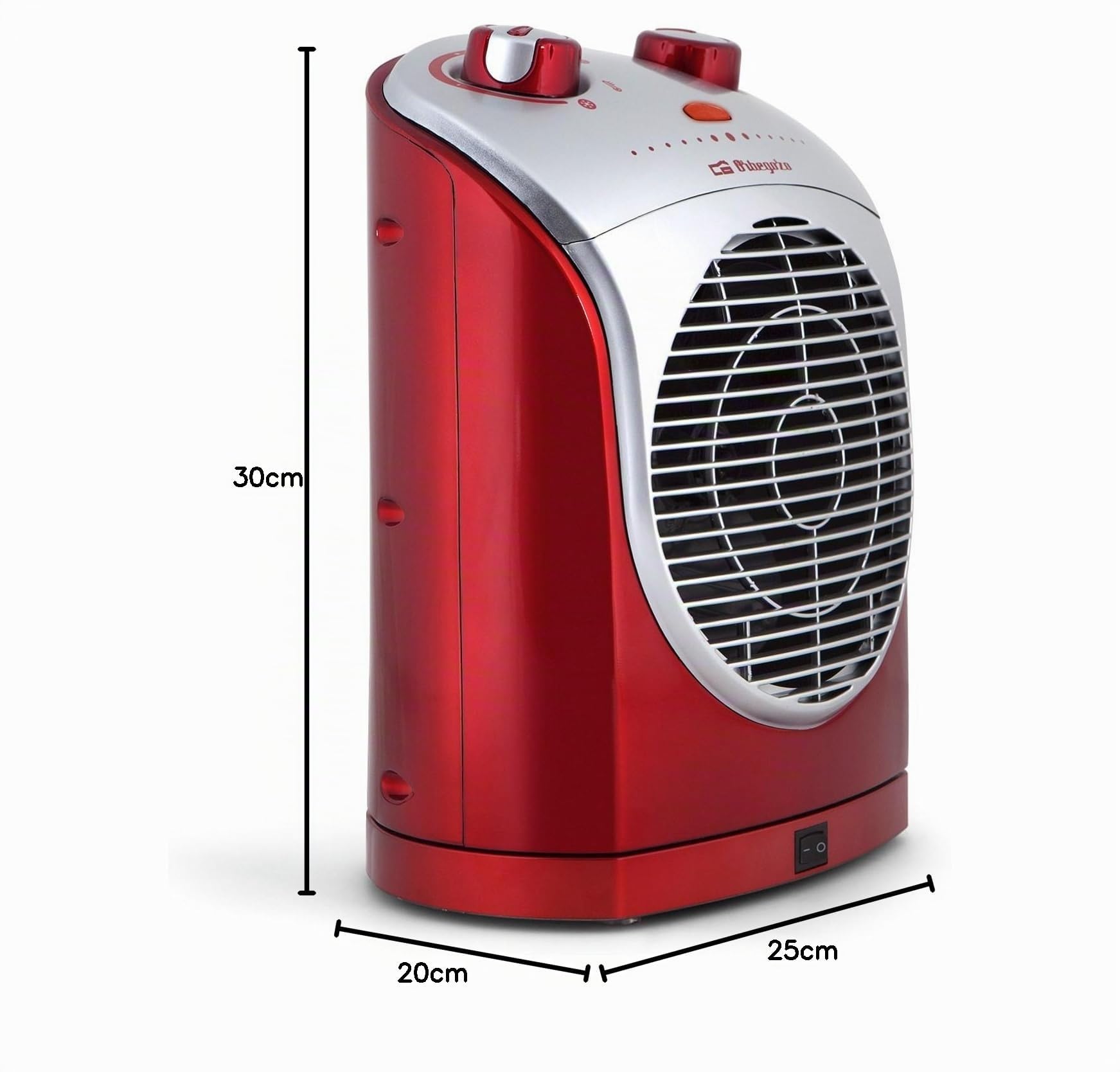 Orbegozo FH 5025 Calefactor oscilante, Termostato regulable, 2 niveles de potencia, Protección contra sobrecalentamiento, Función ventilador, 2200 W, Rojo Y Plata
