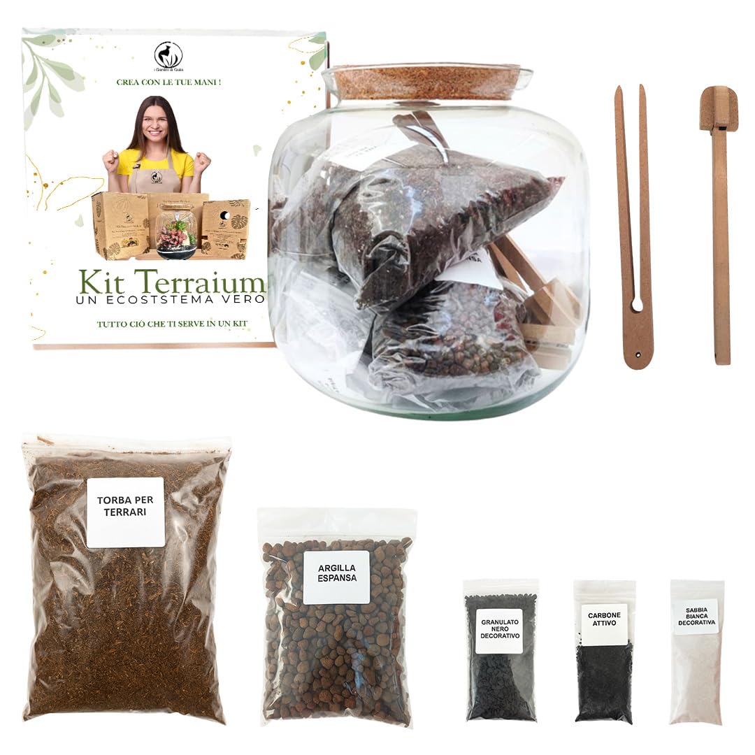 Kit Terrarium in Vetro con Tappo in Sughero, Ecosistema Autosufficiente per Piante, Kit Terrario Completo Senza Pianta, Arredo Naturale per la Casa,Giardino in vetro fai da te