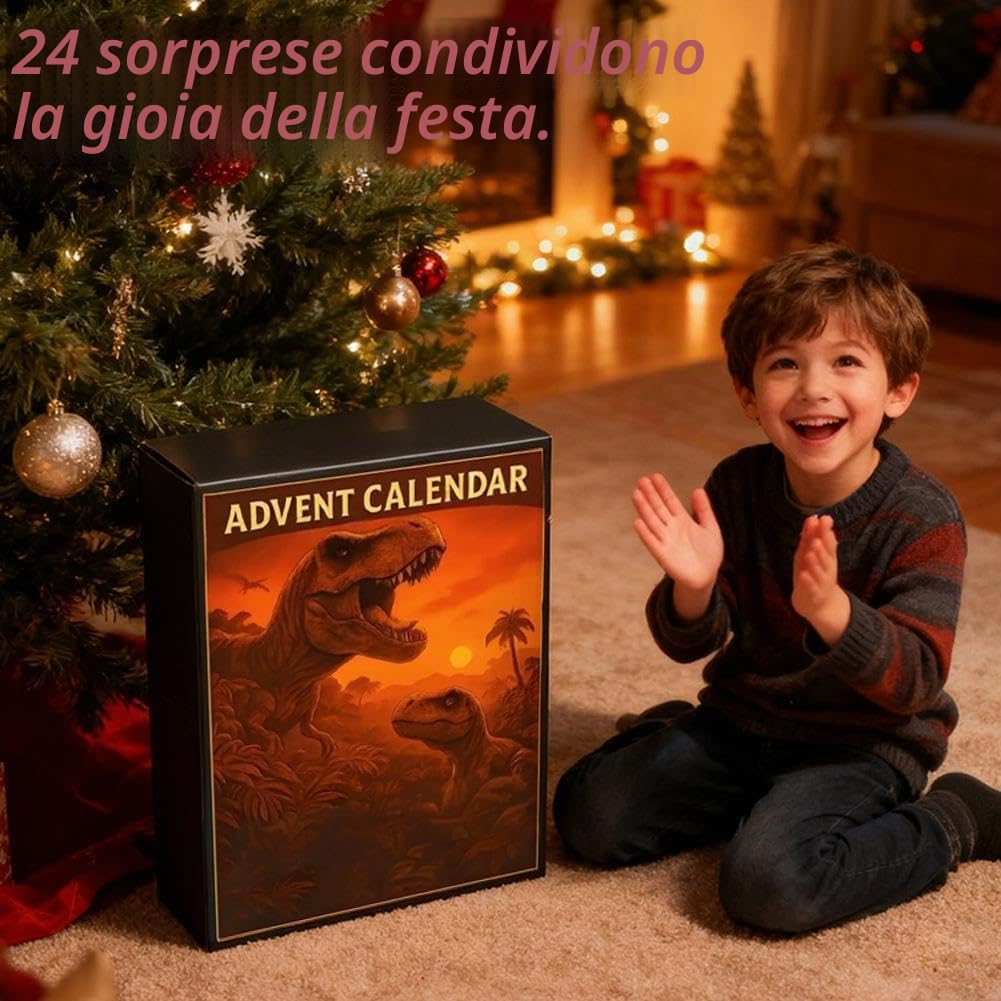 Calendario dell'avvento del parco dei dinosauri, calendario 2025 con dinosauri per il conto alla rovescia di Natale, con 24 figure a sorpresa, per Halloween e vacanze di Natale