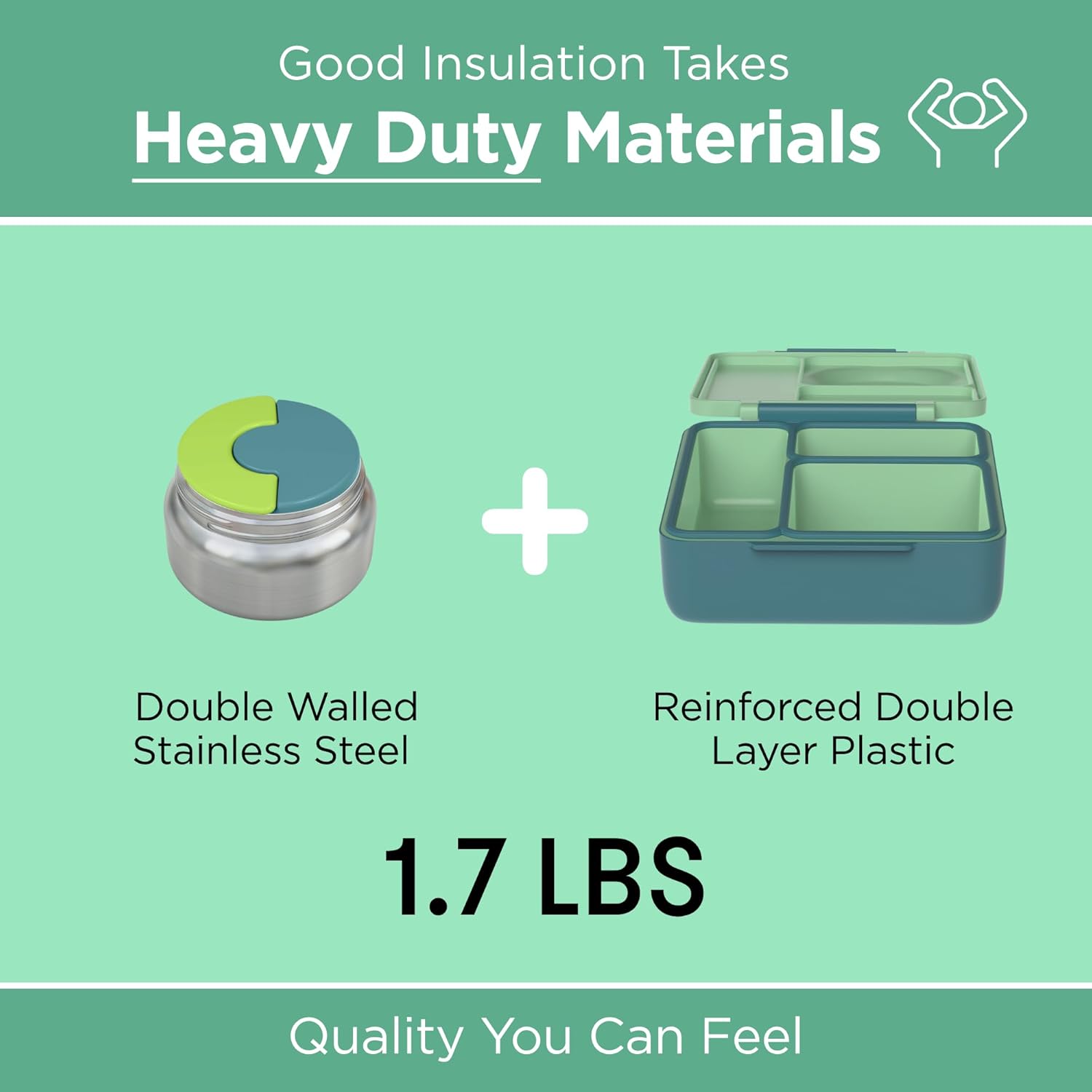 OmieBox Bento Box for Kids - Insulated Bento Lunch Box with Leak Proof Thermos Food Jar - 3 Compartments, Two Temperature Zones - (Meadow) - Image 4