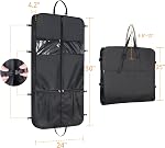 Syeeiex 50" Sacs de vêtements portables, Sacs pliables de vêtements de suspension pour les voyages avec 6 Poches, Sac de voyage en tissu Oxford Durable, Noir