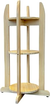 AquaNation Solid Wood Natural Varnish Water Dispenser Stand 33" Tall, Durable Wooden Floor Stand for 1-5 Gallon Bottles & Crocks, Includes 3 Shelves, Easy Assembly, Multi-Purpose for Home & Plants