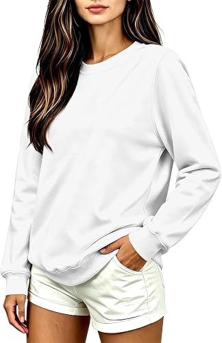 GQN Crewneck Sweatshirt Women Long Sleeve Fleece Hoodless wi