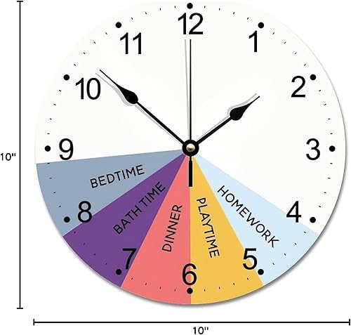 Miniatura 2 de Reloj de madera con horario diario para habitación del bebé, funciona con pilas, relojes silenciosos retro para casa de campo, dormitorio, sala de