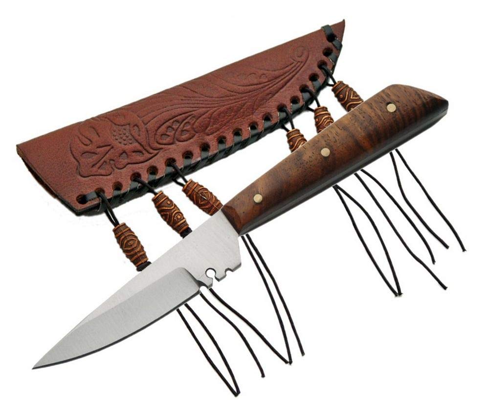 SZCO Full Tang Small Patch Skinner Knife 5 7 Inch - Hunting Knifes with Stainless Steel Blade Wood