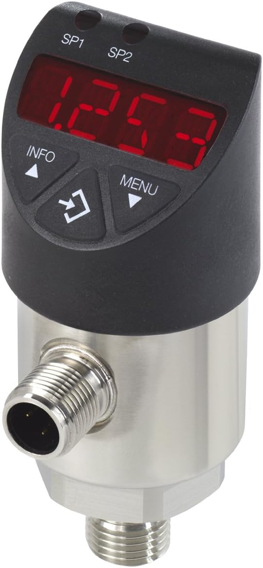WIKA 50372483 Pressure Transmitter With NPN Programmable Solid State Switches, LED Display, 4 - 20mA 3-Wire Signal Output, -14.5-200 psi Range, +/-0.5% Accuracy, 1/4" Male NPT Connection