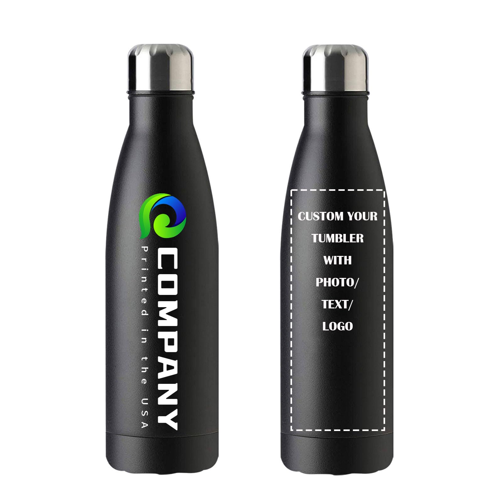 Personalisierte isolierte Wasserflasche, doppelwandige Edelstahl-Wasserflasche, auslaufsichere Thermosflasche, wiederverwendbare Wasserflasche für Sport und Reisen, Schwarz, 1 Stück