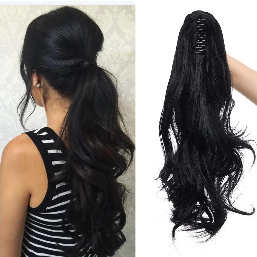 32"(81cm) SEGO Coleta Postiza Larga Pelo Sintético Se Ve Natural [Castaño Oscuro] Extensiones de Cabello Clip Cola Lisa Ponytail Extension (140g) — view 45