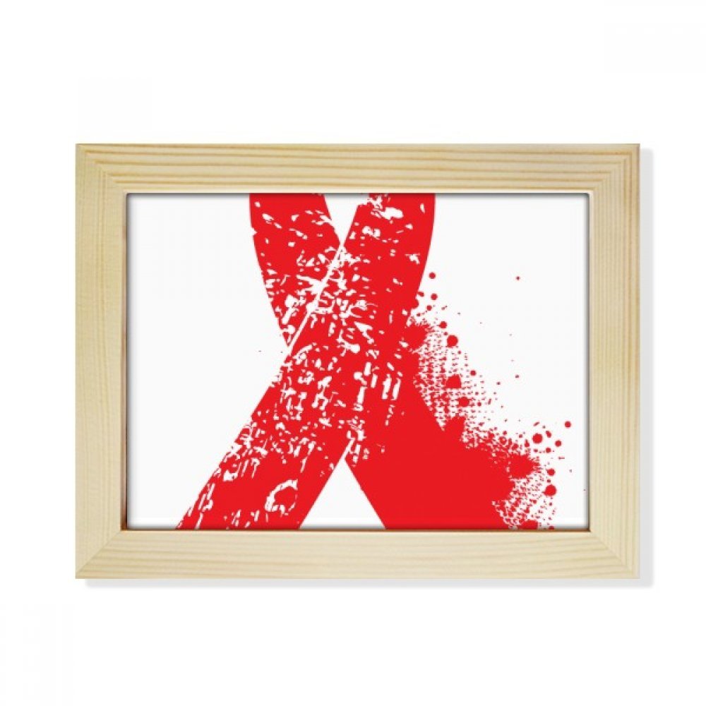 Marco de la foto de madera con cinta roja de 1 de diciembre ideal para regalo solidario
