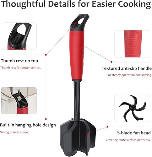 Miniatura 8 de Ourokhome Picador de carne y papas mejorado, triturador de carne molida resistente al calor para hamburguesas, 5 cuchillas curvas, triturador de