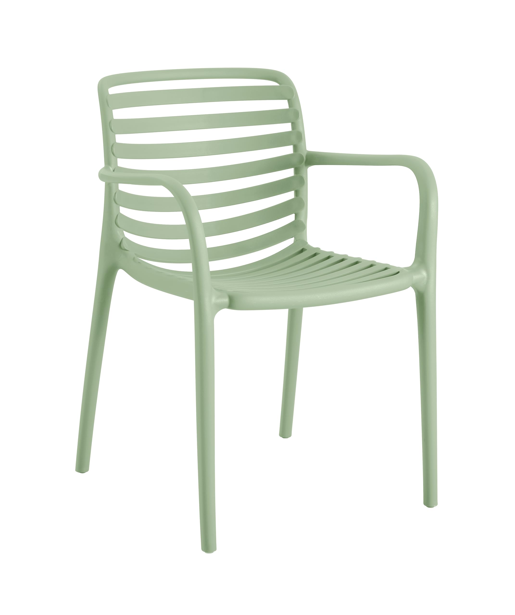 METRO Professional Silla Apilable Elaria con Reposabrazos, Polipropileno, 56x56x80 cm, Resistente UV, Verde Aguacate