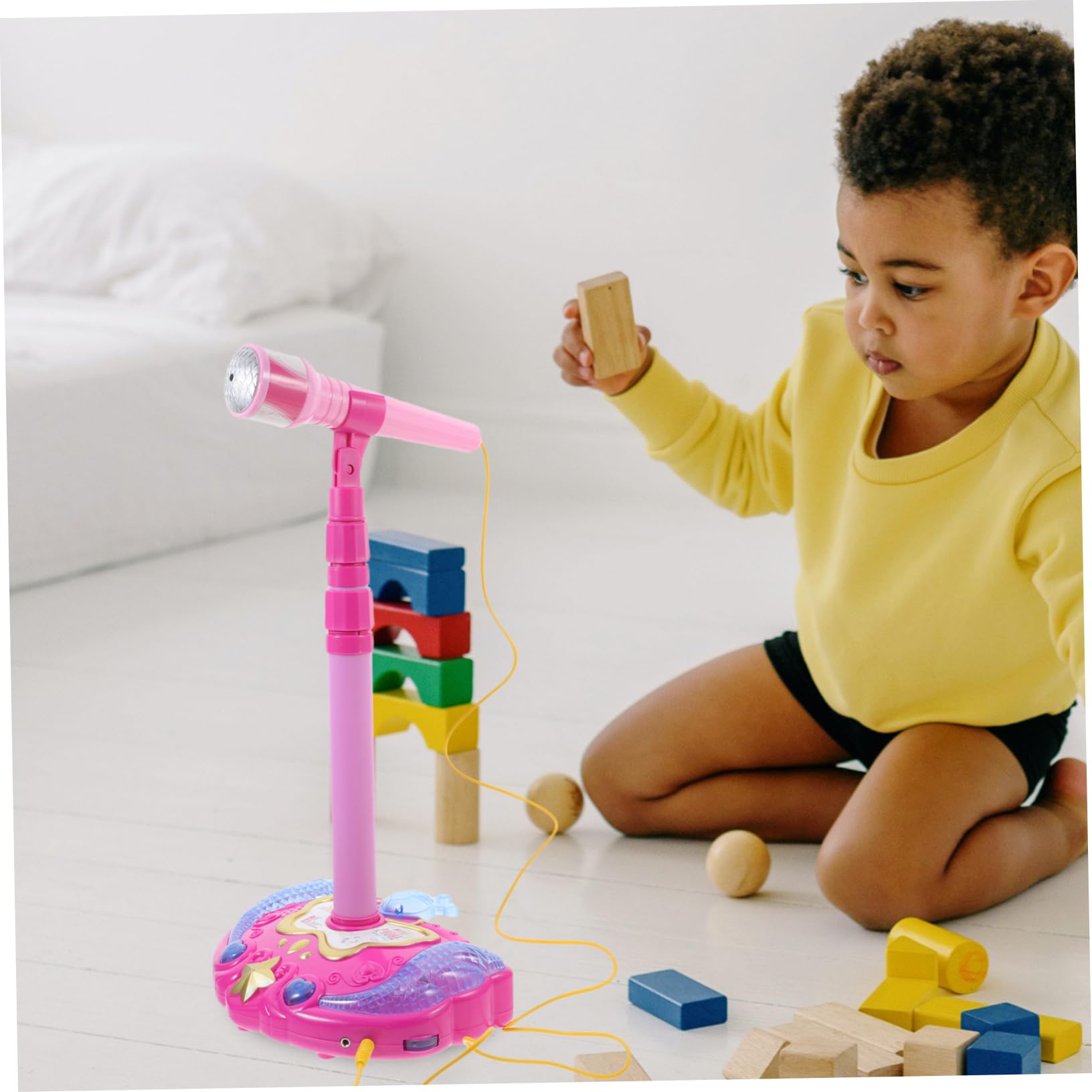Didiseaon Microfono Giocattolo per Bambini Funzione Karaoke Portatile, Materiale Plastico Sicuro e Design Rosa Adatto a Ragazzi e Ragazze per Gioco Educativo