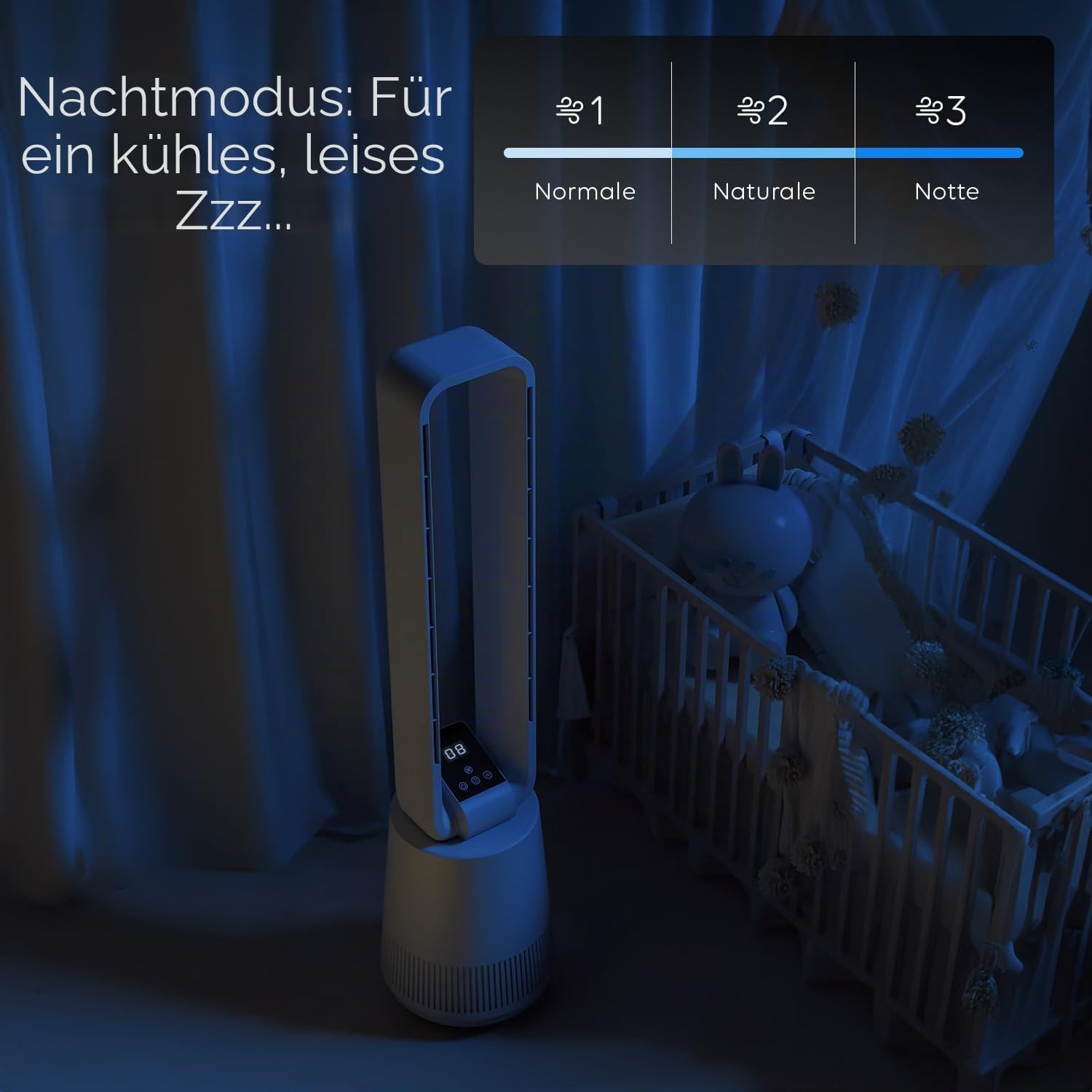 Avilia - Leiser Turmventilator mit Fernbedienung und LED-Display, 3 Geschwindigkeiten, Timer und Oszillation, Standventilator ohne Flügel für frische Luft, gleichmäßiges und modernes elegantes Design