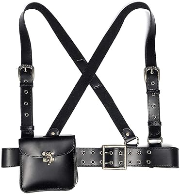 Women Vintage Small Leather Crossbody Bag Shoulder Bags Waist Bags Steampunk Pouch Adjustable Strap Mini Bag