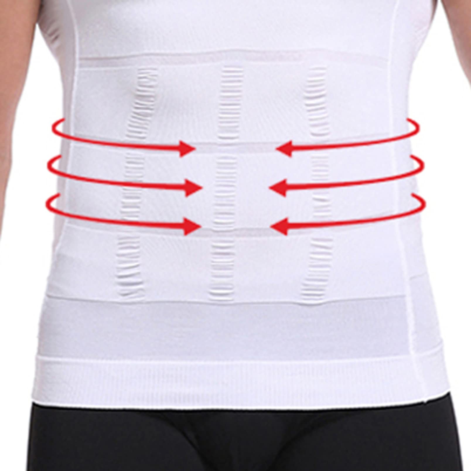 Jolie Body Shaper Per Uomo Gilet Dimagrante Pancia Addominale Perdere Peso Compressione Camicia Indumento Per Modellare,Black,S - Foto 2