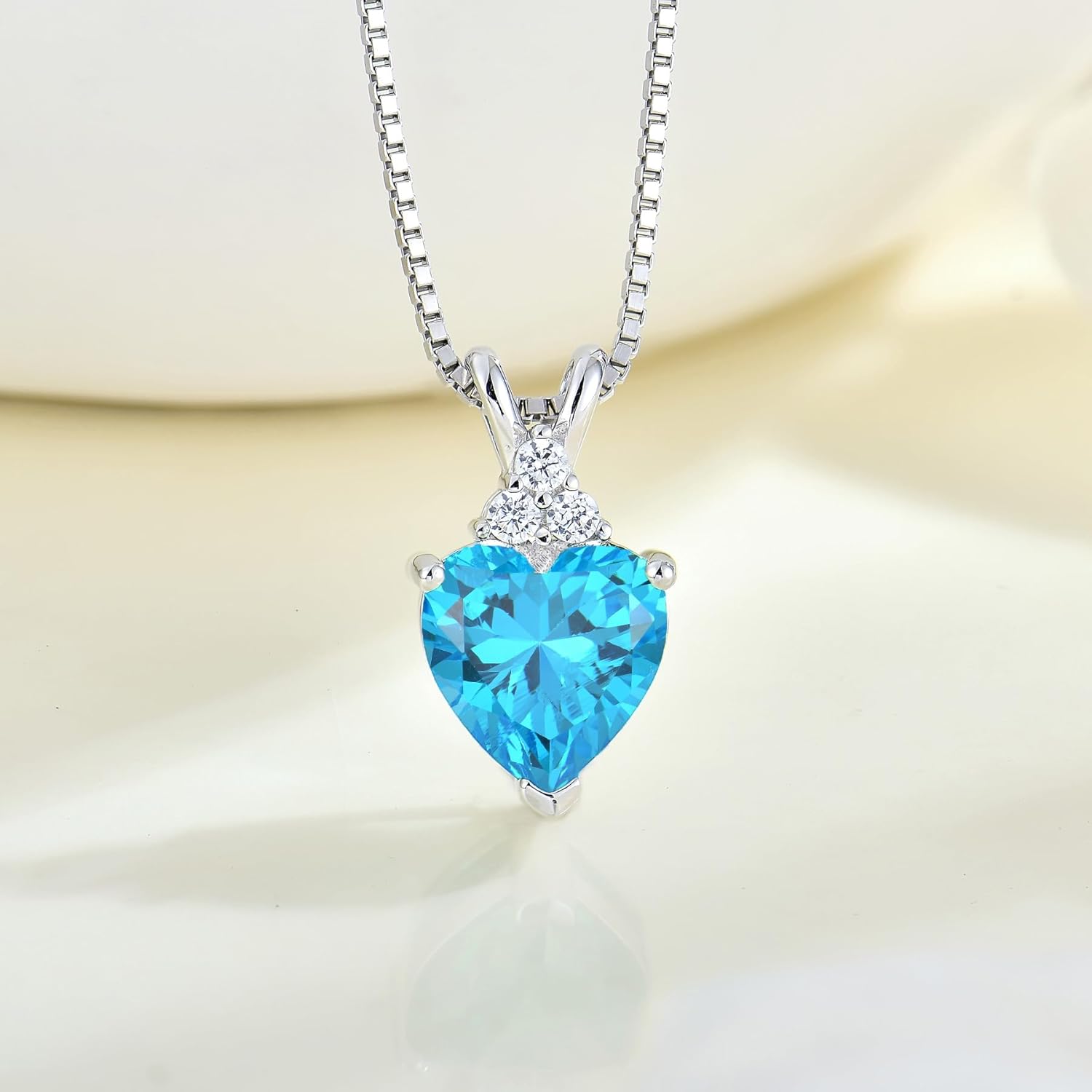 Women's Solitaire Heart Necklace 925 Sterling Silver Love Pendant Birthstone Jewelry for Women - Image 2