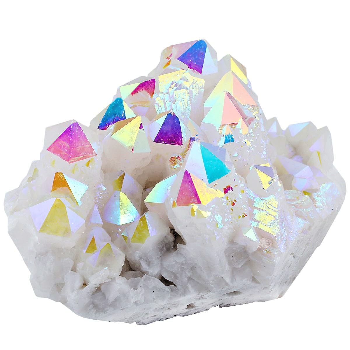 KYEYGWO Rock Crystal Cluster Quartz Stone,Titanium Coated Natural Drusy Crystal Geode Raw Stone Mineral Rough Gemstone Reiki Feng Shui Stone Decor - Image 2