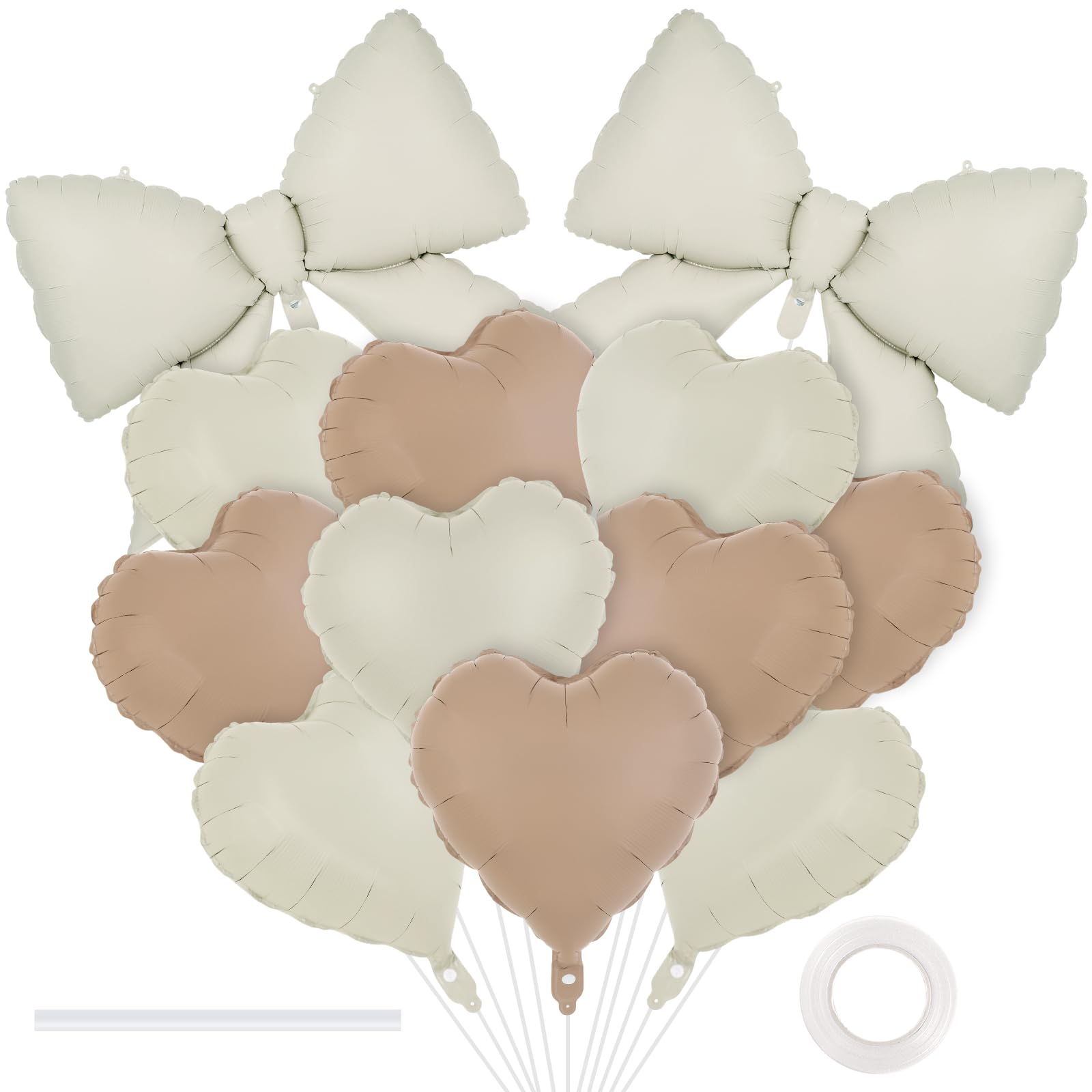 12 Pcs 18 Inch Heart Balloons and 38 Inch Bow Balloons, Large Foil Bow Heart Balloon Bow Party Decorations for Birthday Baby Shower Valentines Wedding Party