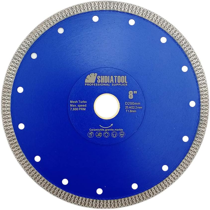 SHDIATOOL 8"/200mm X Mesh Turbo Diamond Blade Cutting Tile Ceramic