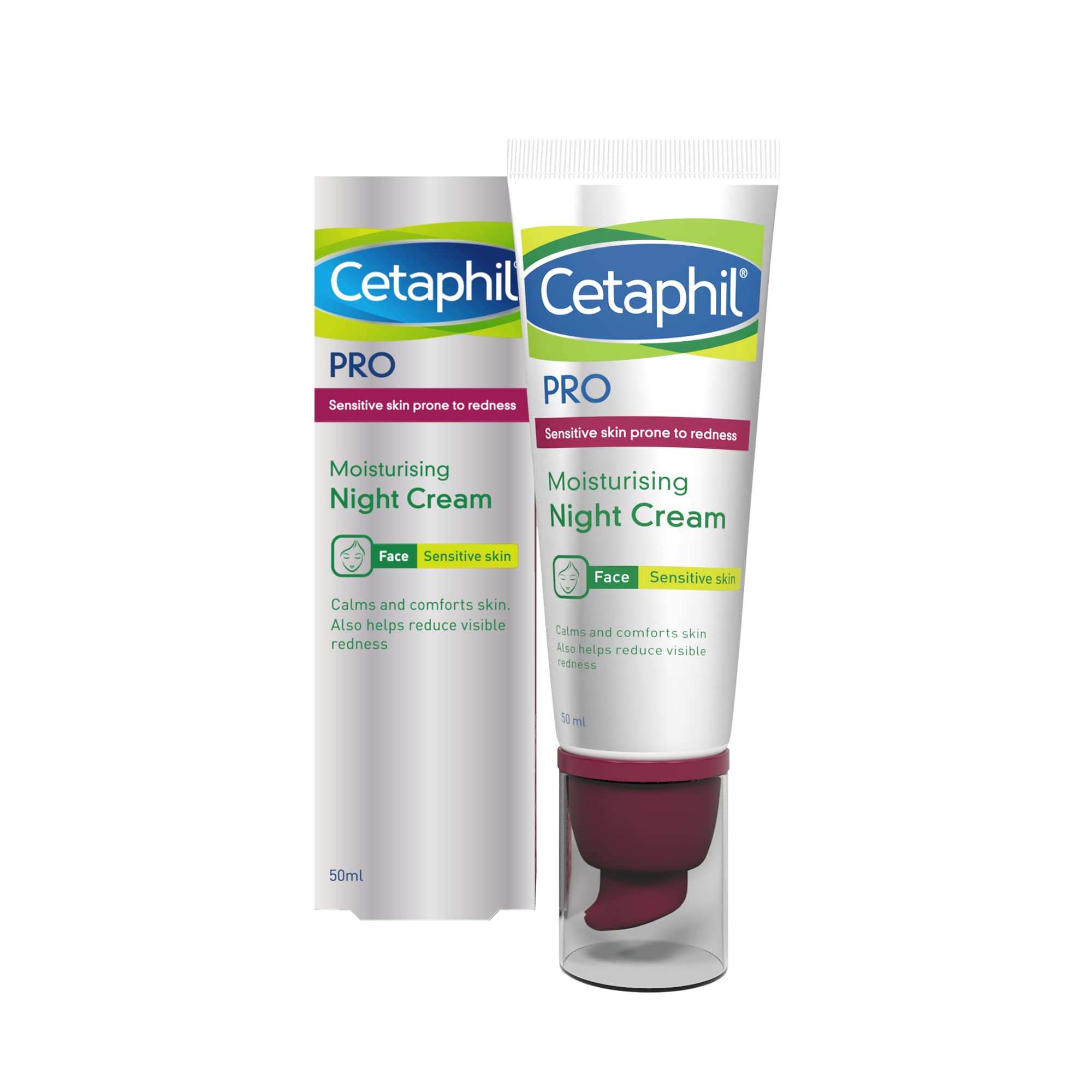 Cetaphil PRO Night Face Cream Moisturiser, with Hyaluronic Acid and Shea Butter, Sensitive Skin Care, Anti Redness Rosace...