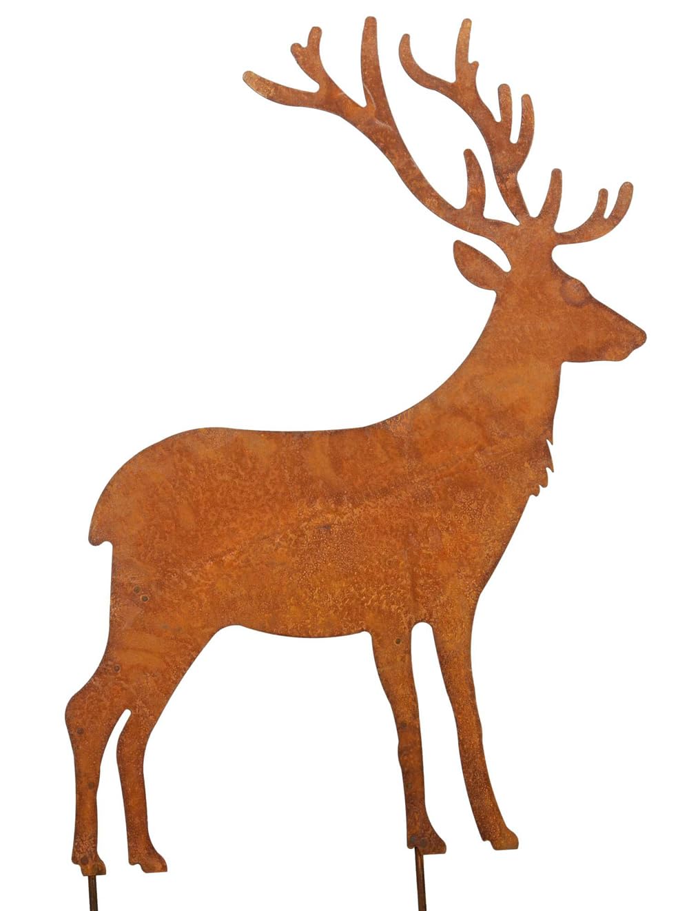Grosser Gartenstecker Hirsch H:84 cm im Rost Design - Rostfigur für den Garten, Gartendeko, Weihnachtsdeko, Winterdeko Jäger