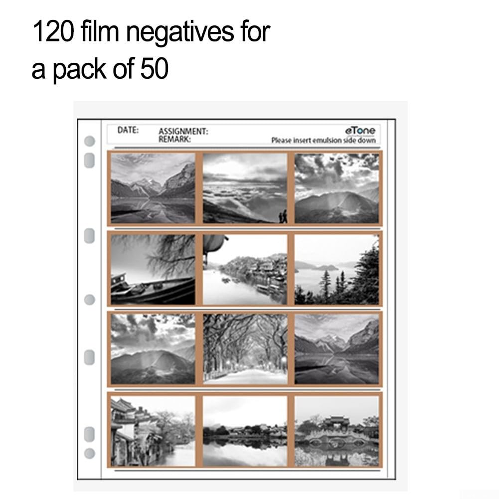 Almacenamiento de páginas negativas sin ácido para 42 diapositivas de película, 50 páginas de conservación para formatos de 35 mm y 120 (120 unidades un paquete de 50)