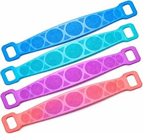 Cinta Esfoliante de Silicone para Banho 68cm Escova Corporal Massageadora Dupla Face Limpeza Profunda para Costas Corpo Anti Odor Fácil Higienização
