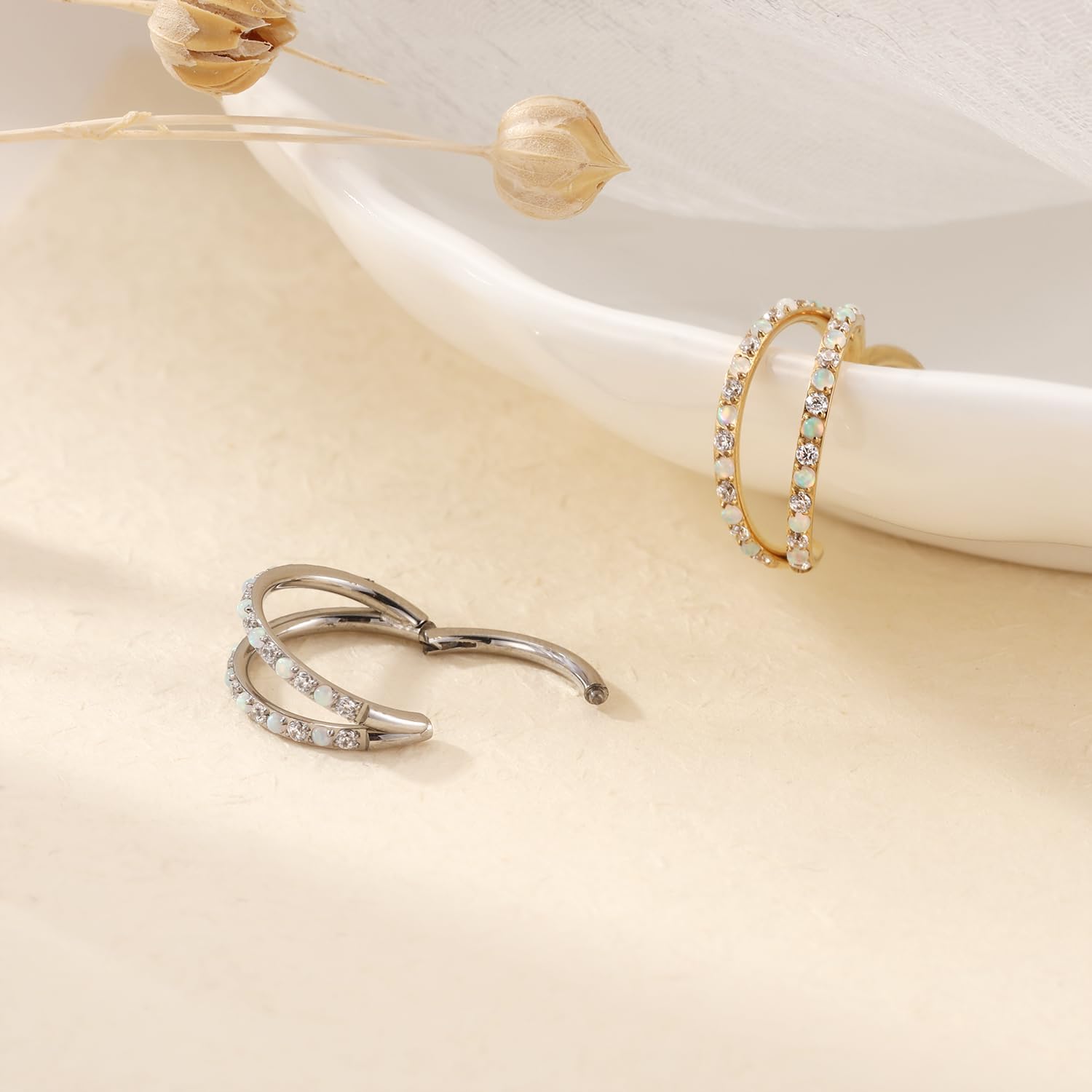 FUNLMO Double Hoop Nose Ring Conch Piercing Jewelry Septum Ring Cartilage Earring Tragus Helix Rook Daith Piercing Jewelry 316L Surgical Steel