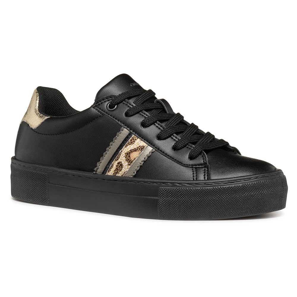 Geox Women's D Claudin A Sneaker, Black, 6 UK