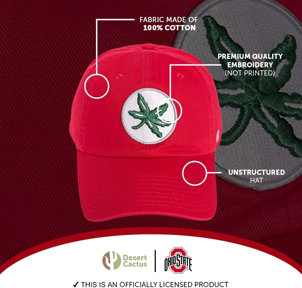 Desert Cactus The Ohio State University Baseball Hat OSU Buckeyes Brimmed Embroidered Hats Cap Strap Adult (Style XVW)