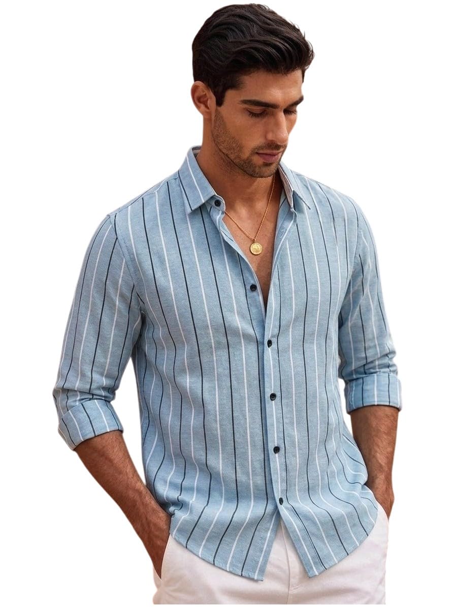 Men's Striped Casual Regular Fit Shirt|Full Sleeve Stylish Shirt for Man-picture-55