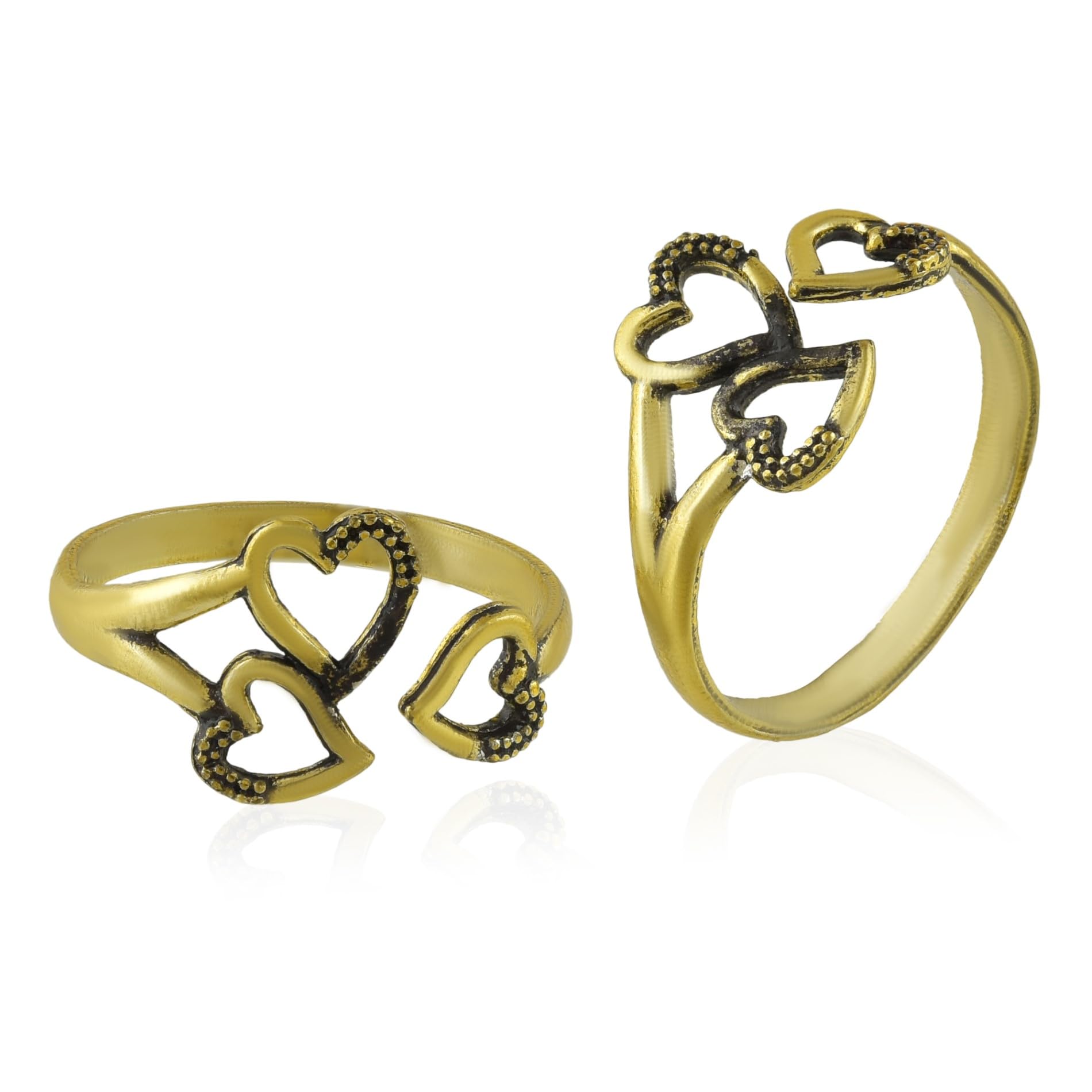 Oxidised Plated Brass triple heart design adjustable Toering For Girl Women(ACTR01656)-image-24