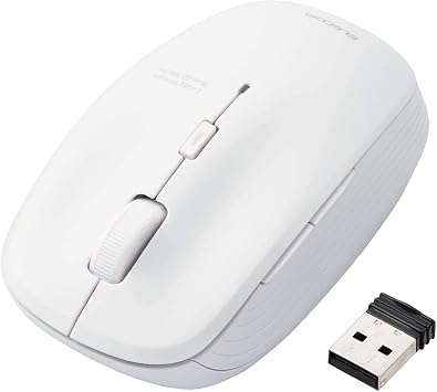 Elecom M-BL21DBSKWH Wireless Mouse, Quiet, Antibacterial, 5 Buttons, 3 Adjustable Pointer Speeds, White