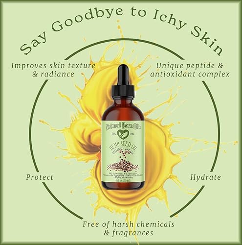 Miniatura 4 de Natural Born Oils Aceite de semilla de cáñamo, 2oz, orgánico, prensado en frío, rico en ácidos grasos omega, ideal para hidratación de la piel,